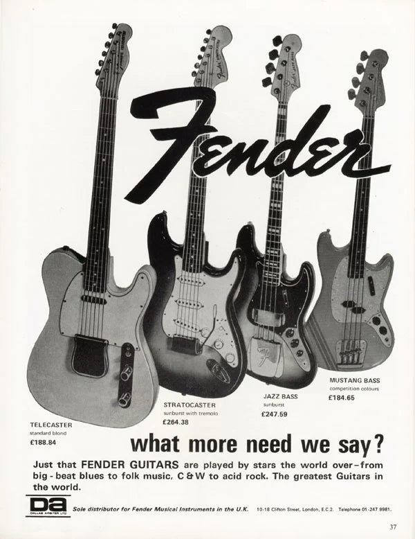 some vintage advertising from Fender in the UK.
