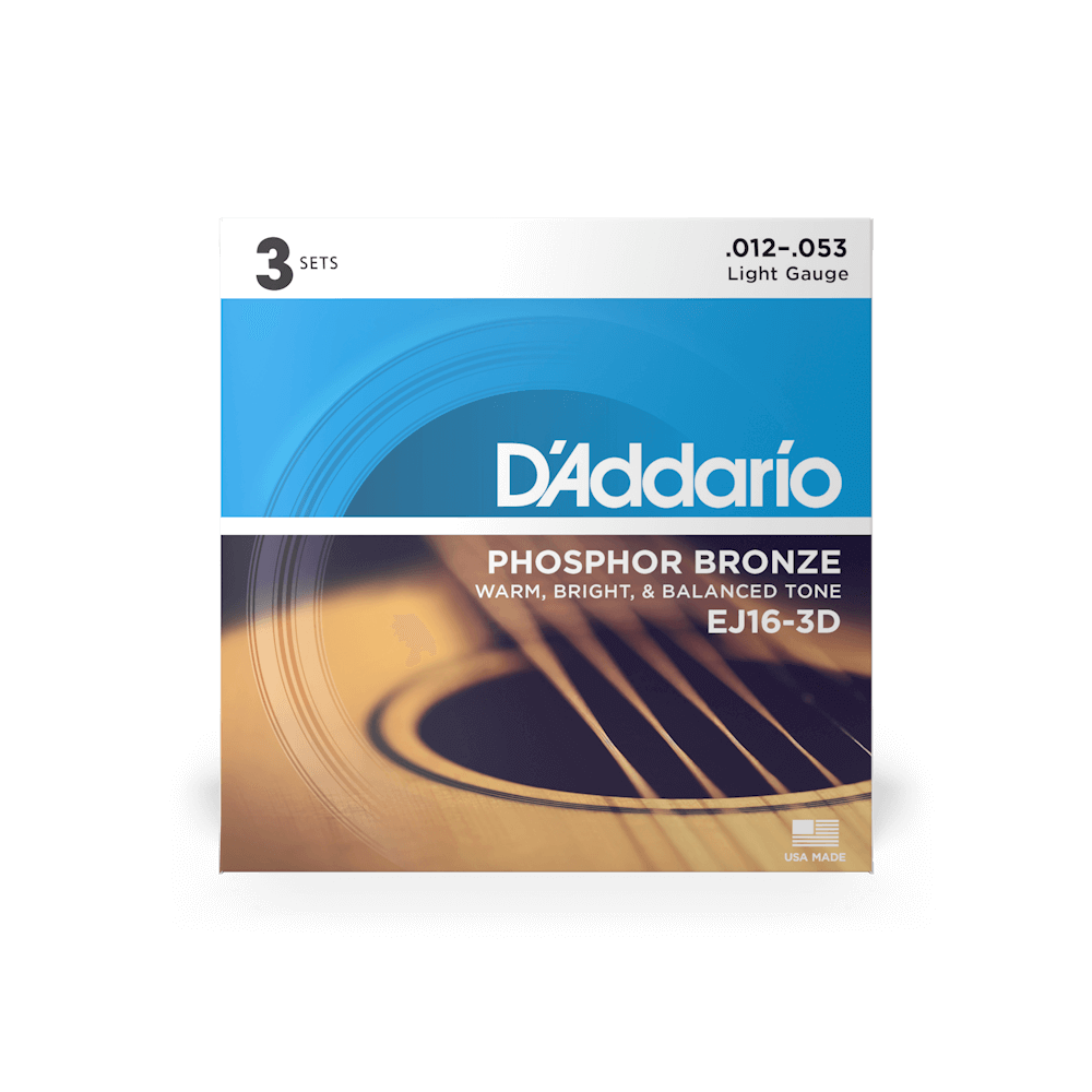 D'ADDARIO EJ16-3D ACOUSTIC 12-53 STRING SET 3 PACK