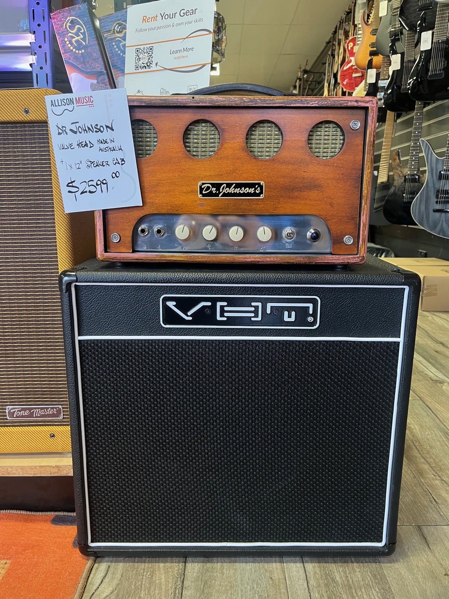 DR JOHNSTON KOMIT HANDMADE VALVE AMP HEAD WITH 1X12" VHT CAB