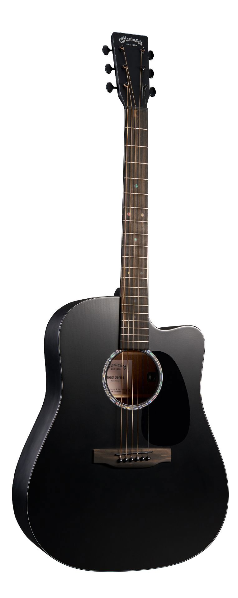 MARTIN DC-10E MODERN BLACK ROAD SERIES DREADNOUGHT AC/EL GUITAR - BAG