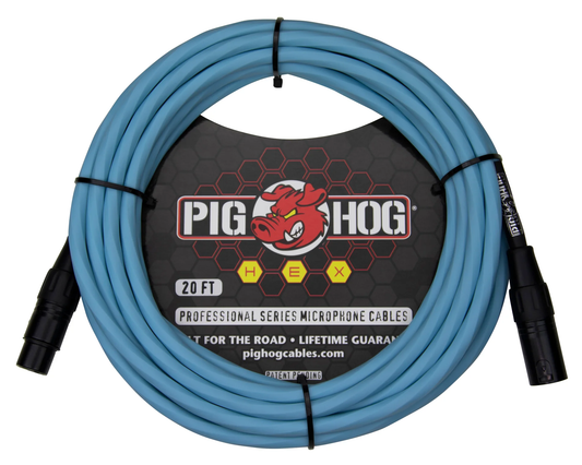 PIG HOG HEX 20' XLR CABLE - BLUE