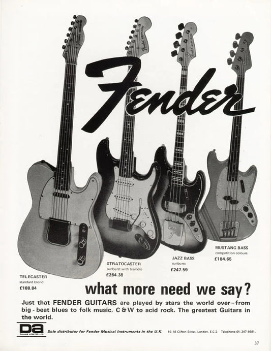 some vintage advertising from Fender in the UK.