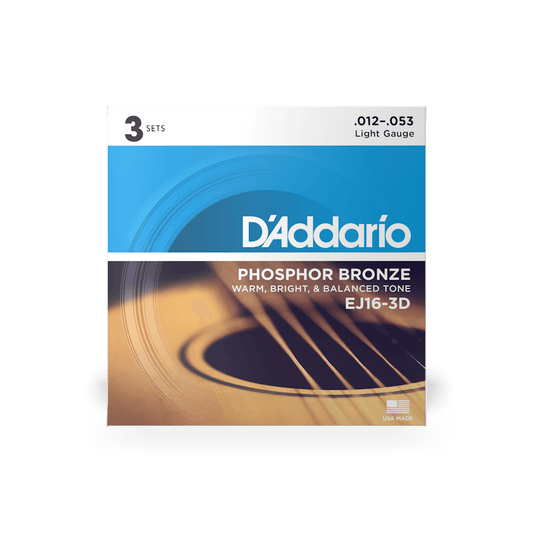 D'ADDARIO EJ16-3D ACOUSTIC 12-53 STRING SET 3 PACK