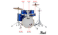 PEARL EXX EXPORT 22 FUSION+ DRUM KIT PACKAGE - HIGH VOLTAGE BLUE