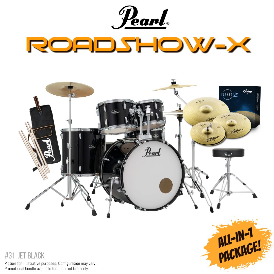 PEARL ROADSHOW-X  22" FUSION+ DRUM KIT PACKAGE - JET BLK