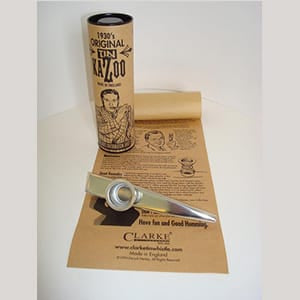 CLARKES KAZOO-SILVER METAL CYLINDER PACKAGE