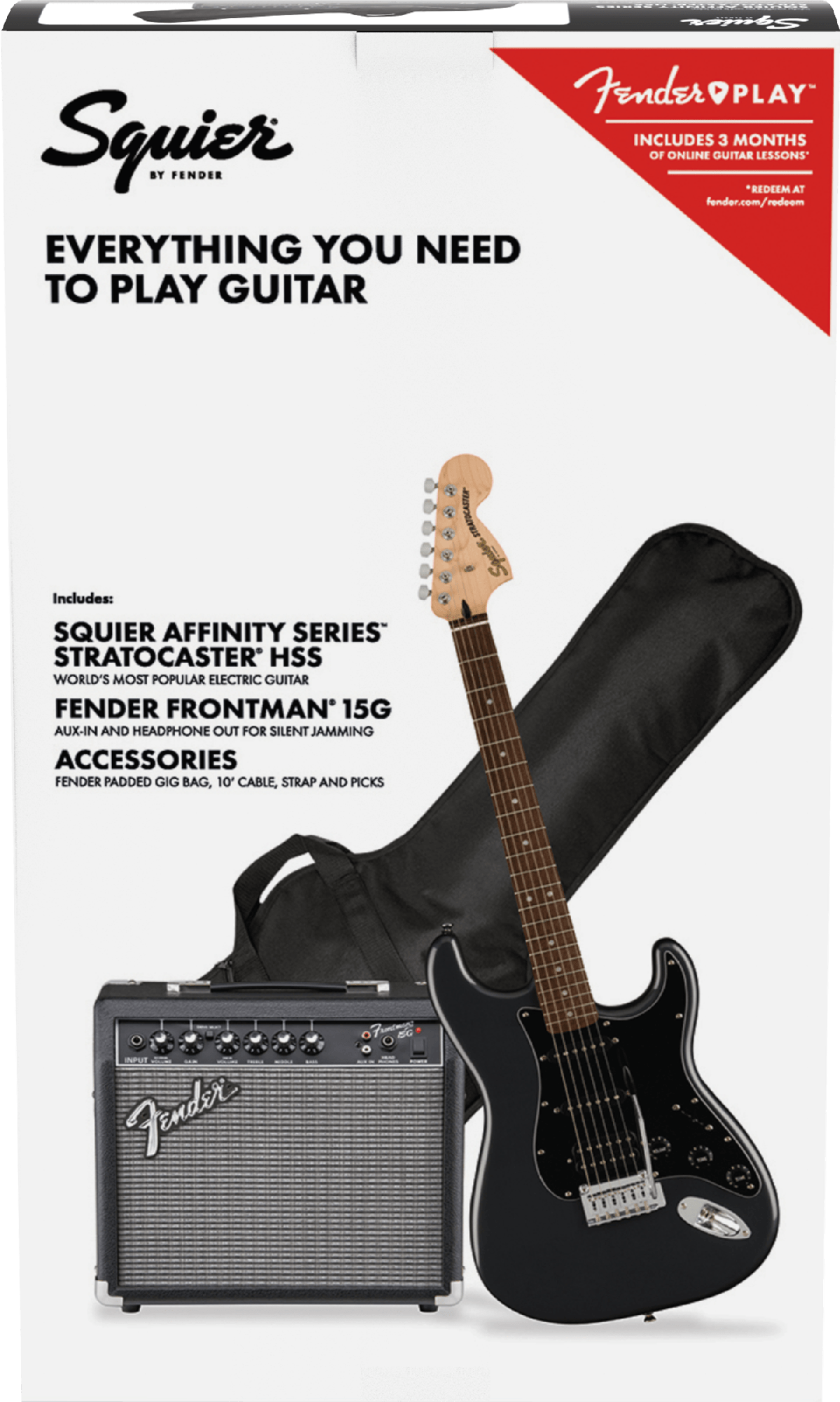 FENDER SQUIER AFFINITY HSS STRAT PACK LRL - CHARCOAL FROST METALLIC