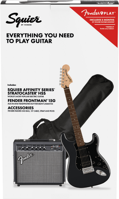 FENDER SQUIER AFFINITY HSS STRAT PACK LRL - CHARCOAL FROST METALLIC