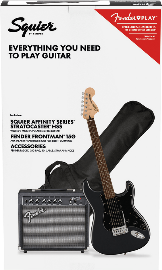 FENDER SQUIER AFFINITY HSS STRAT PACK LRL - CHARCOAL FROST METALLIC