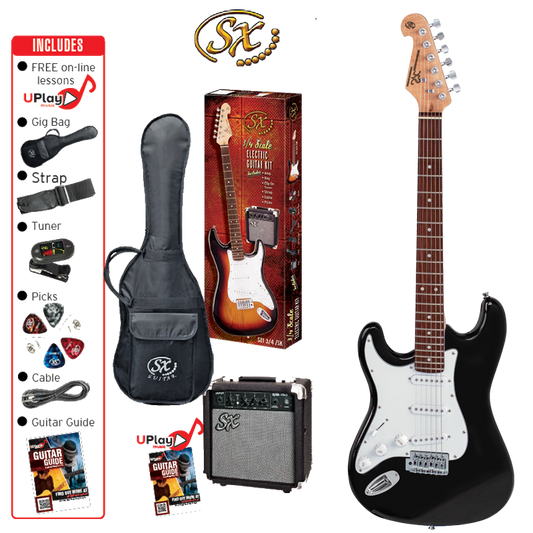 SX SE1SKLHB LEFT HAND ELECTRIC GUITAR PACKAGE- BLACK