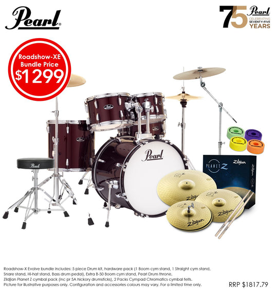 PEARL ROADSHOW-X EVOLVE 22 FUSION+ DRUMKIT PACKAGE - WINE RED
