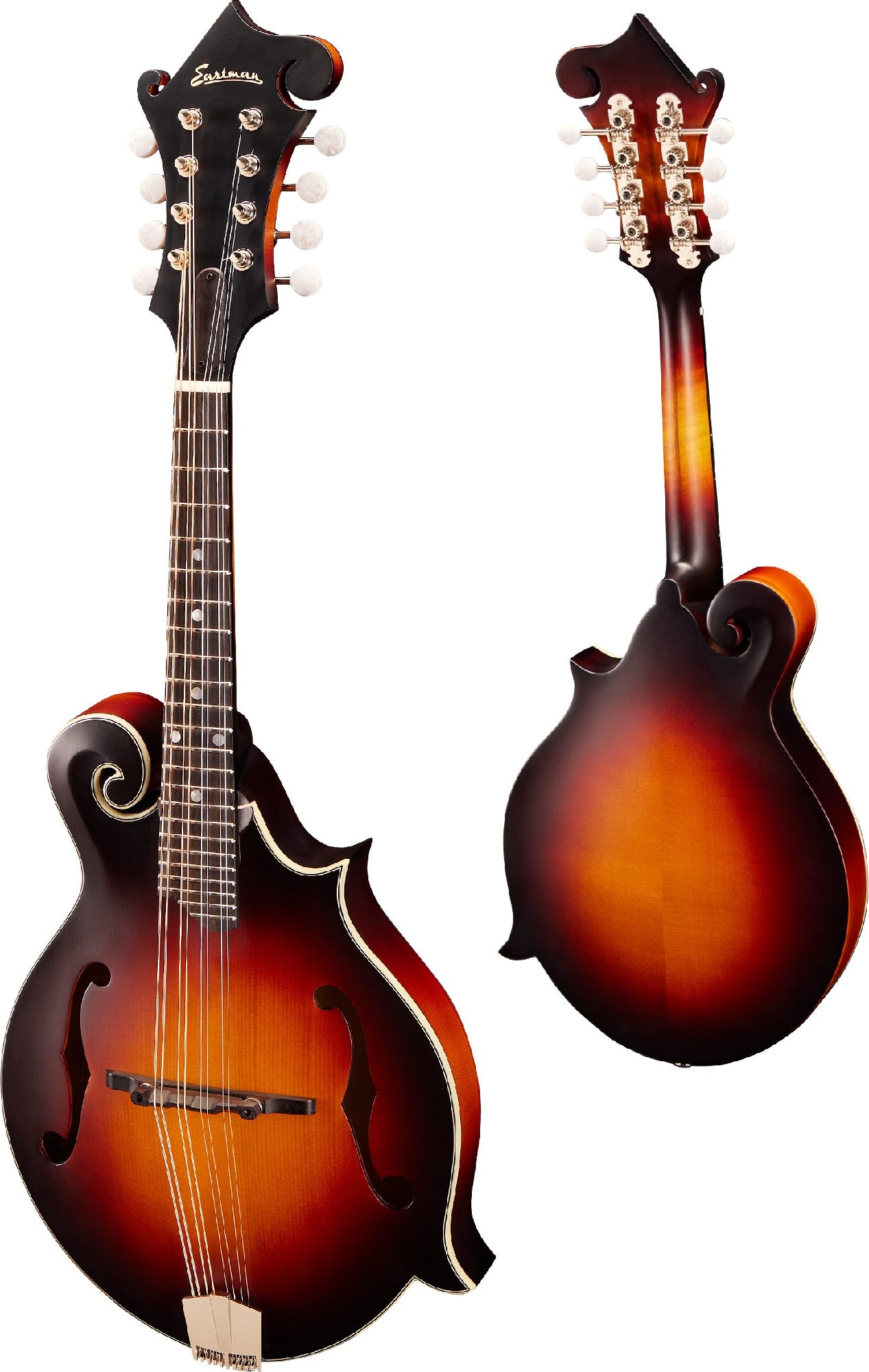 EASTMAN MD315E-SB F STYLE SPRUCE/MAPLE AC/EL MANDOLIN SUNBURST - BAG