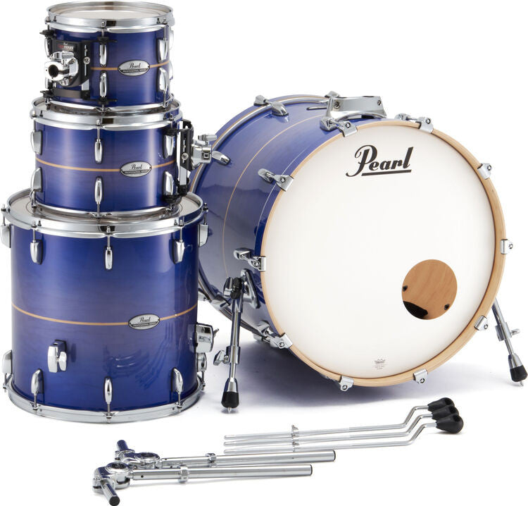 PEARL PROFESSIONAL PMX 22" 4 PCE SHELL PACK 22/10/12/16 WITH BASS DRUM TOM MOUNTS - ROYAL BLUE BURST STRIPE