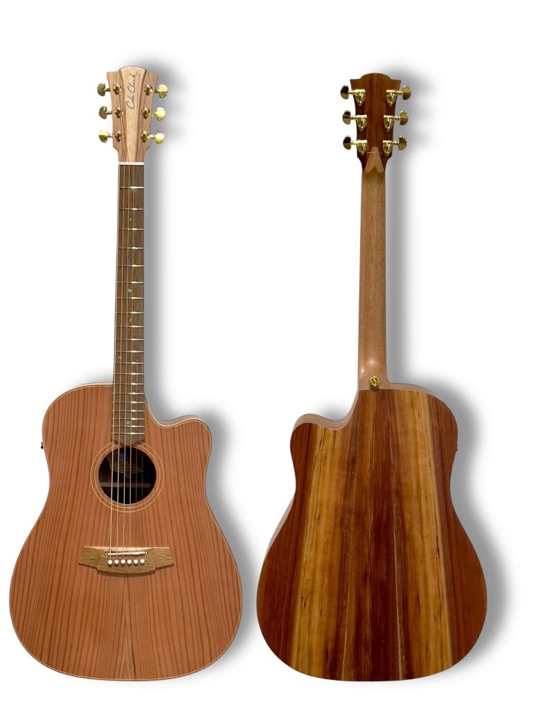 COLE CLARK FL2EC REDWOOD/BLACKWOOD ROSEWOOD FRETBOARD AC/EL GUITAR  - CASE