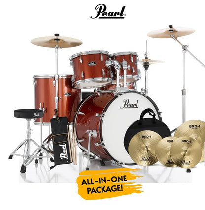 PEARL ROADSHOW PLUS 20" FUSION DRUM KIT PACKAGE - BURNT ORANGE SPARKLE