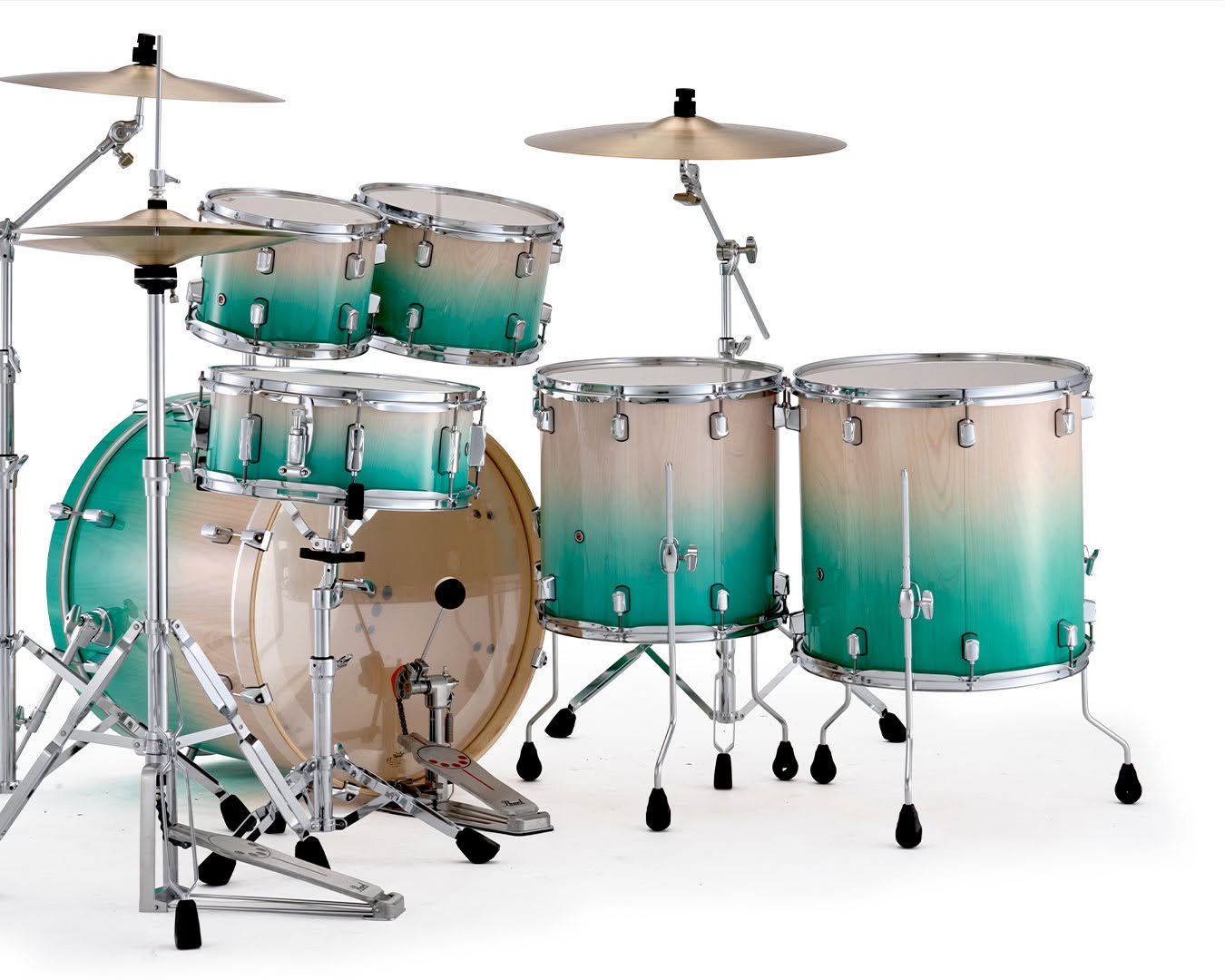 PEARL DECADE MAPLE ARTISAN 22" FUSION+ 6PCE DRUM KIT - WHITE BEACH PINE FADE 
