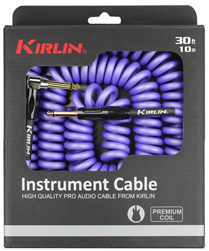 KIRLIN 30' PREMIUM COIL INSTRUMENT CABLE - PURPLE