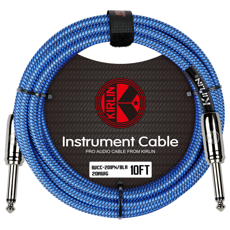 KIRLIN 10FT WOVEN INSTRUMENT CABLE - BLUE