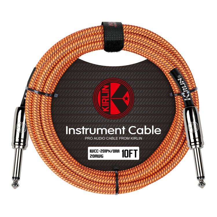 KIRLIN 10FT WOVEN INSTRUMENT CABLE - ORANGE
