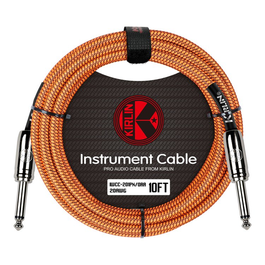 KIRLIN 10FT WOVEN INSTRUMENT CABLE - ORANGE