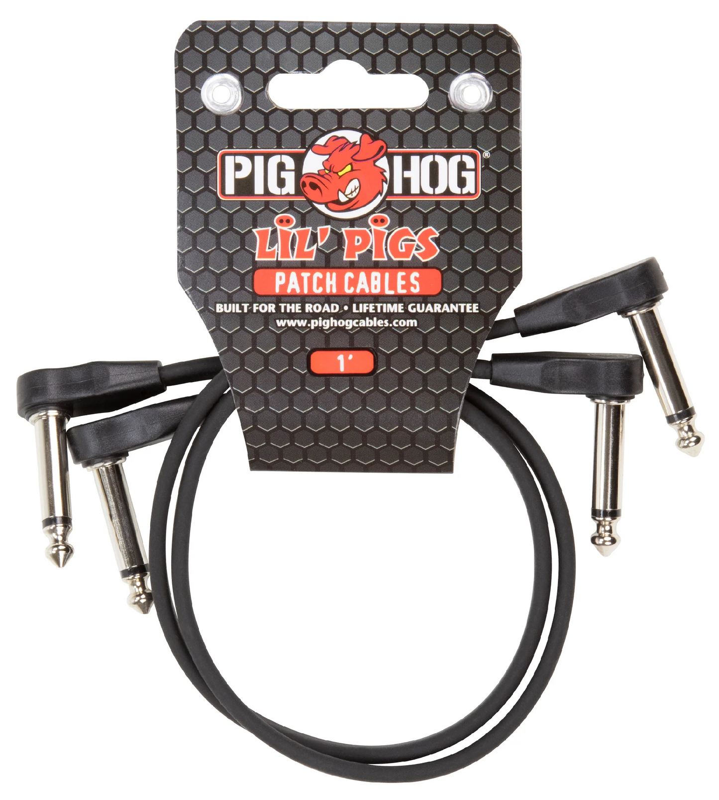 PIG HOG LIL PIG 1' 2PK LOW PROFILE RA PATCH CABLE - BLACK