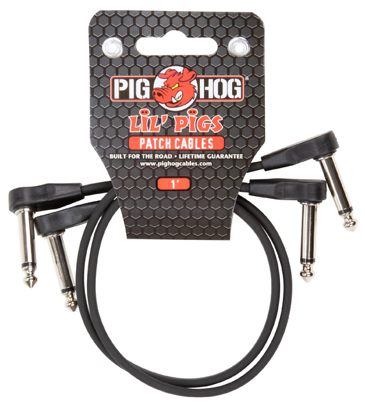 PIG HOG LIL PIG 1' 2PK LOW PROFILE RA PATCH CABLE - BLACK