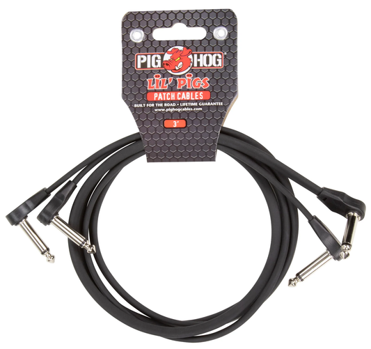 PIG HOG 2PK 3FT RA PATCH CABLE - BLACK