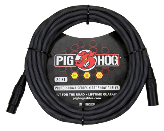 PIG HOG HEX 20' XLR CABLE - GREY