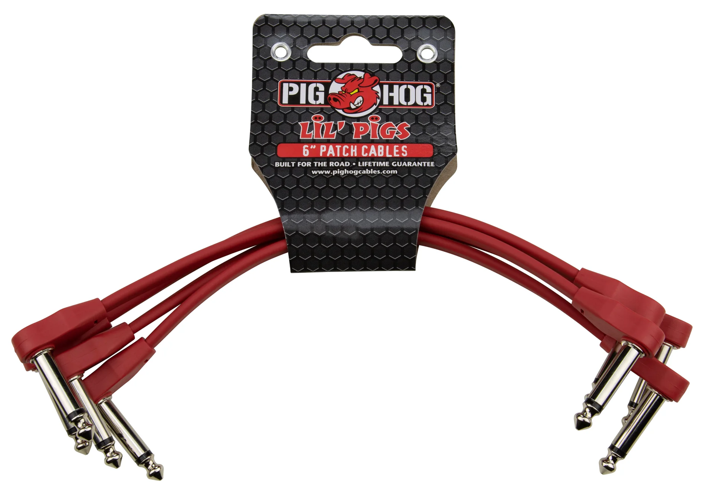 PIG HOG LIL PIGS 4PK 6" RA PATCH CABLE - RED