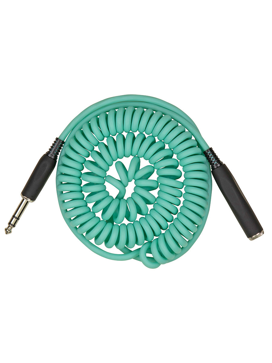 PIG HOG PHEX14-25SG 25FT COILED HEADPHONE EXTENSION CABLE - SURF GREEN