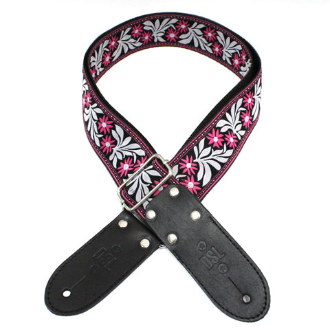 DSL JAC20-FLOWER FUCHSIA GUITAR STRAP