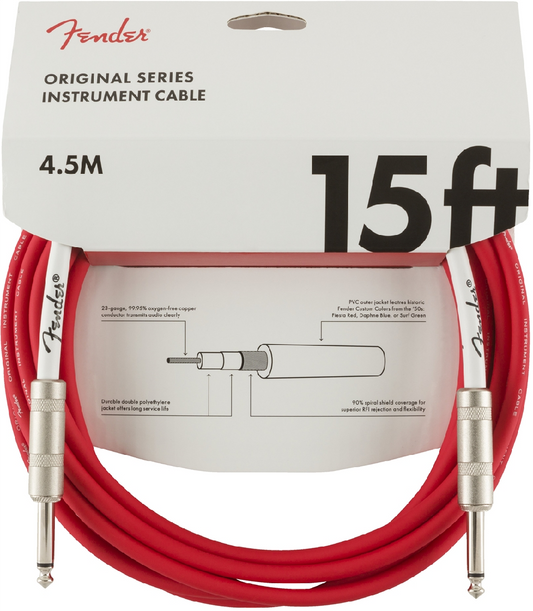 FENDER ORIGINAL 15' INSTRUMENT CABLE - FIESTA RED