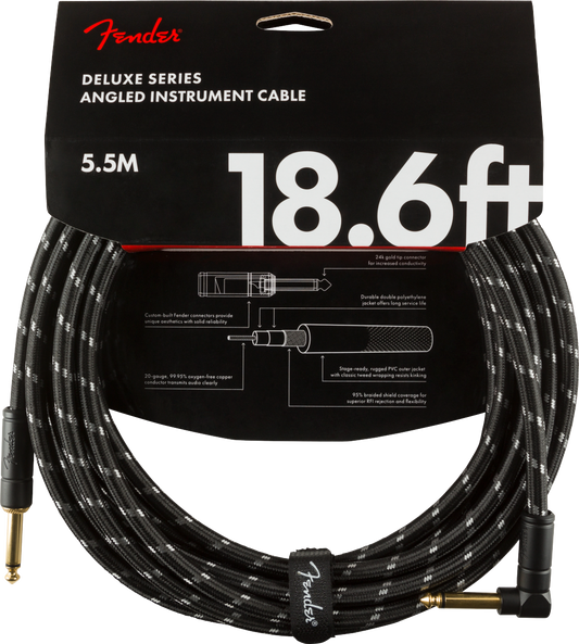 FENDER DELUXE 18.6' RA INSTRUMENT CABLE - BLACK TWEED