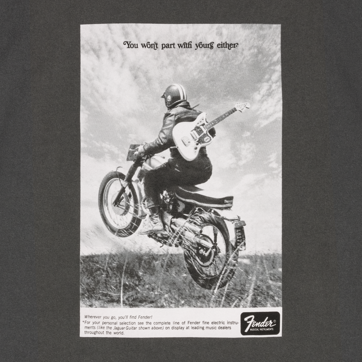 FENDER VINTAGE AD BIKER TEE - GRAPHITE - MEDIUM 