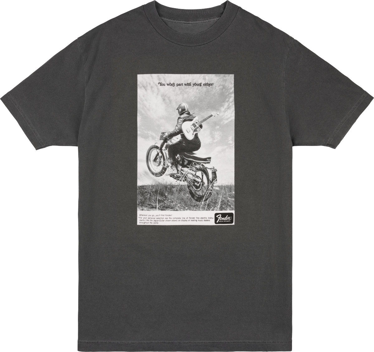 FENDER VINTAGE AD BIKER TEE - GRAPHITE - LARGE