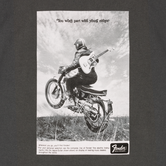 FENDER VINTAGE AD BIKER TEE - GRAPHITE - LARGE