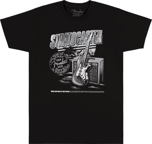 FENDER STRAT 70TH ANNIVERSARY T SHIRT BLACK - SMALL