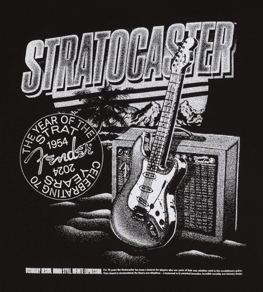 FENDER STRAT 70TH ANNIVERSARY T SHIRT BLACK - SMALL