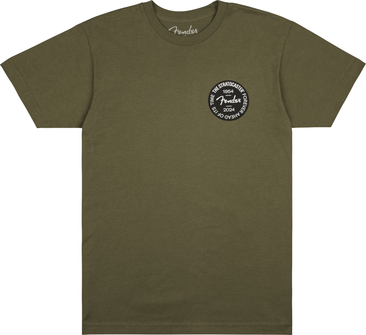 FENDER STRAT 70TH BADGE T SHIRT OLIVE - SMALL