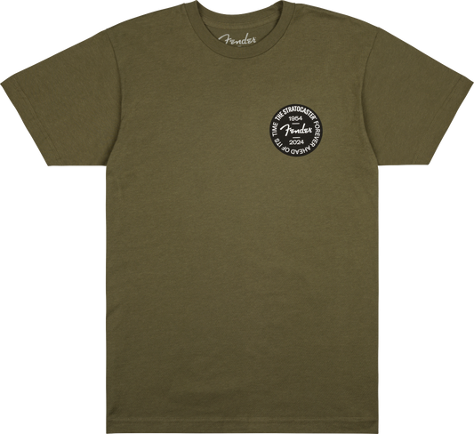 FENDER STRAT 70TH BADGE T SHIRT OLIVE - SMALL