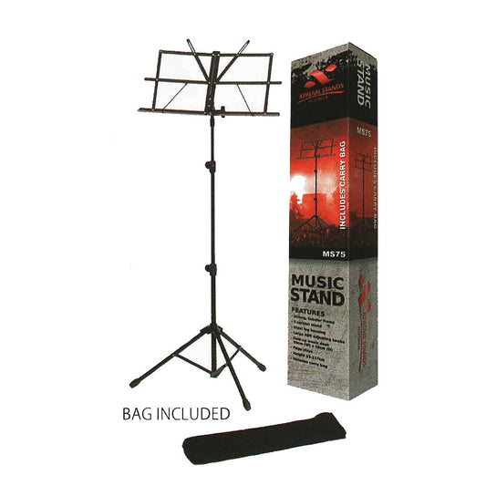 XTREME MS75 MUSIC STAND W/BAG -BLK